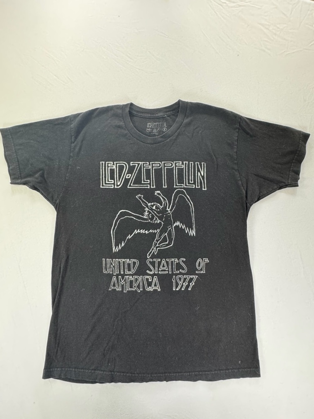 Vintage Style Led Zeppelin United States of America 1977 Black T Shirt Large